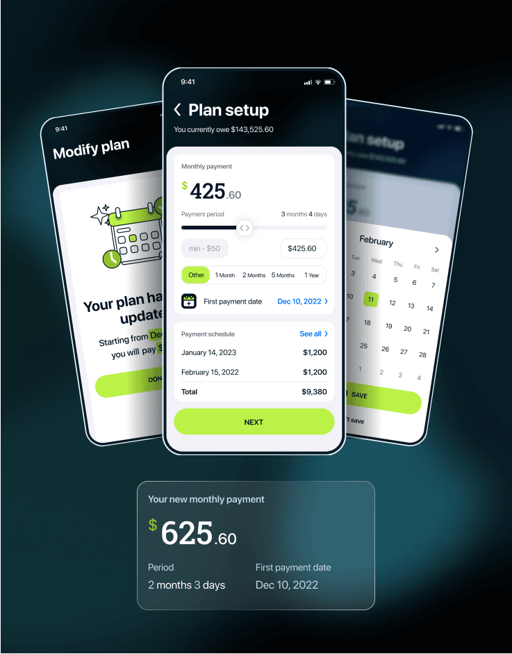 Users are given an option to create a payment plan and adhere to it.  Further plan modifications are allowed if needed.