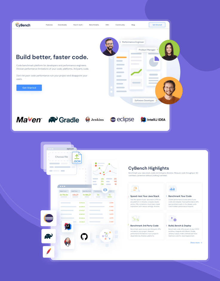 All product highlights right on the home page. Clear layout and well-detailed graphics that say it all.