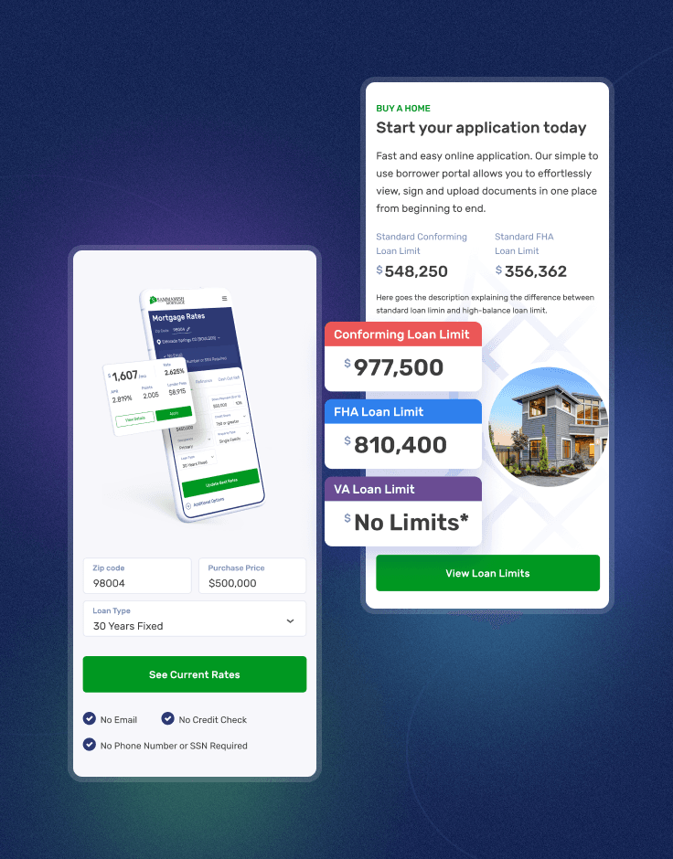 Dynamic financial tools that rely on real-time data to make it easier for visitors to acquire needed home buying information with minimum clicks.